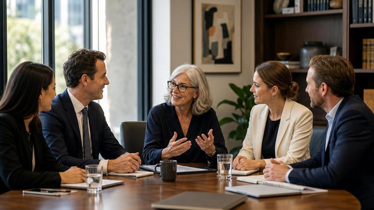 Approachable small law firm team actively working together on fractional c-suite for law firms: when outside leadership helps