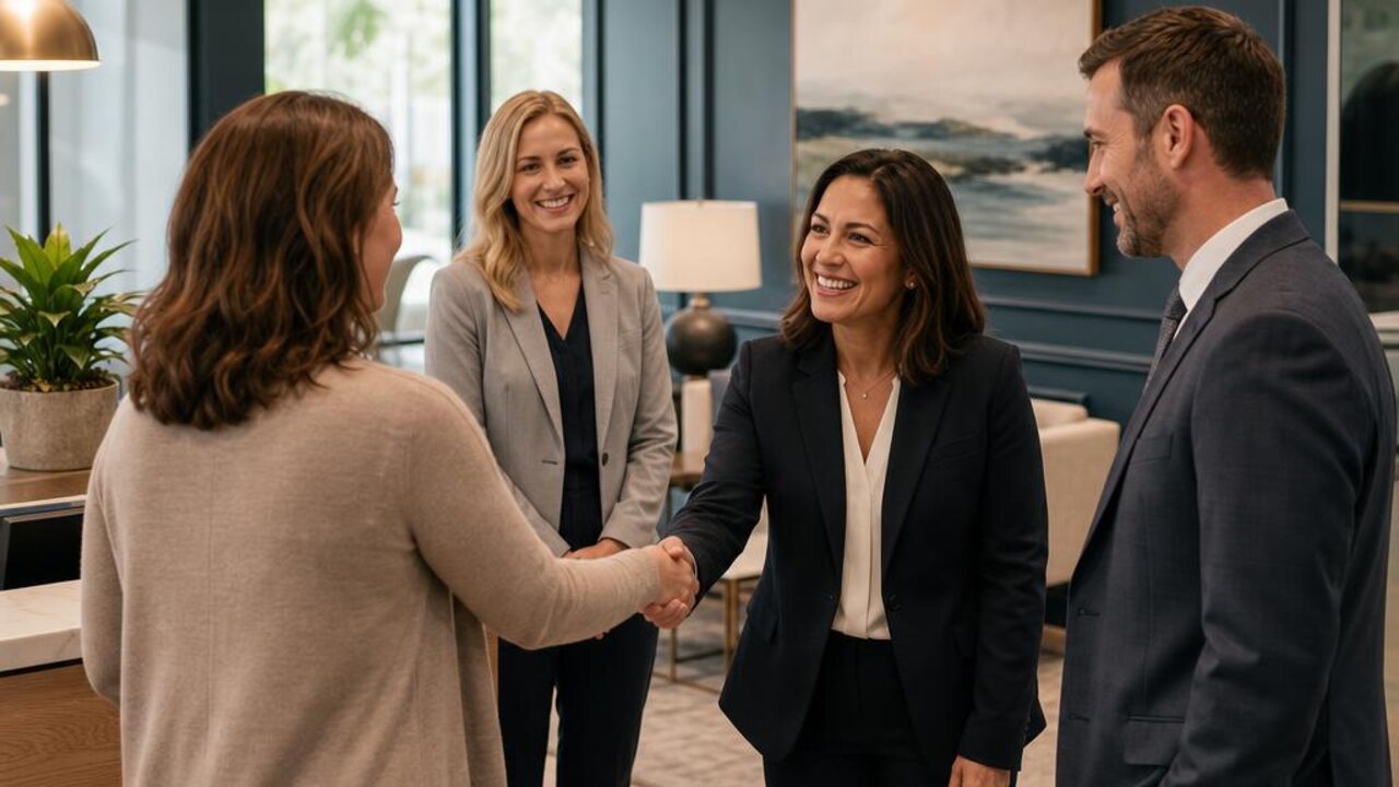 Approachable small law firm team actively working together on how to build a law firm marketing plan that attracts the right clients